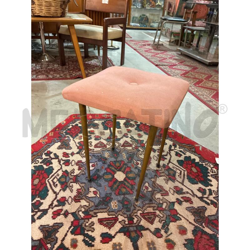 SGABELLO VINTAGE 4 PIEDI METALLO SEDUTA ROSA | Mercatino dell'Usato Teramo 1