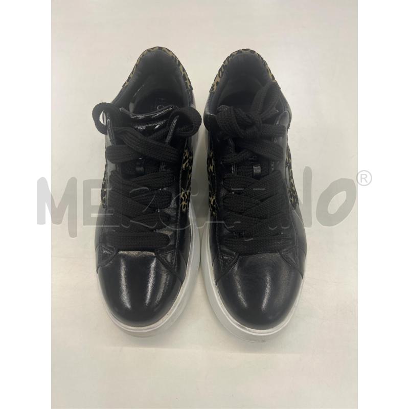 SNEAKERS DONNA NERA PELLE E INSERTI LEOPARDATI | Mercatino dell'Usato Teramo 1