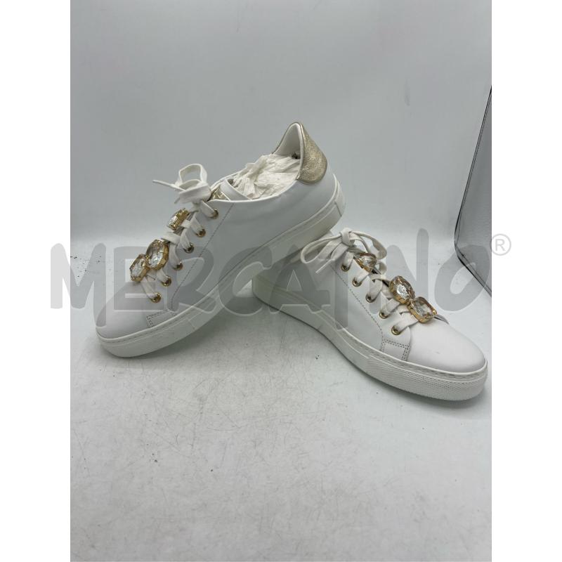 SNEAKERS DONNA STOKTON BIANCHE STRASS GRANDI TALLONE DORATO DIETRO | Mercatino dell'Usato Teramo 2
