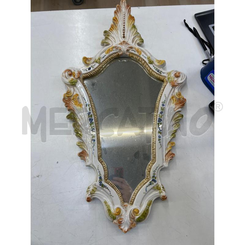 SPECCHIO CORNICE IN CERAMICA DIPINTA STILE FLOREALE | Mercatino dell'Usato Teramo 1
