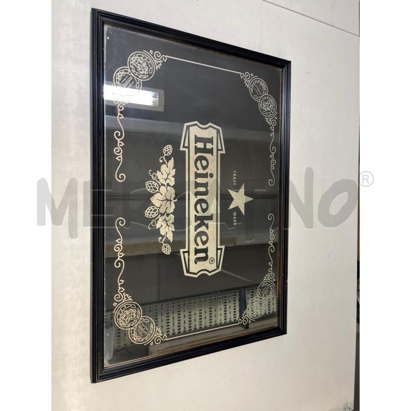 SPECCHIO HEINEKEN PUBLICITARIO UFFICIALE CORNICE LEGNO NERA | Mercatino dell'Usato Teramo 1