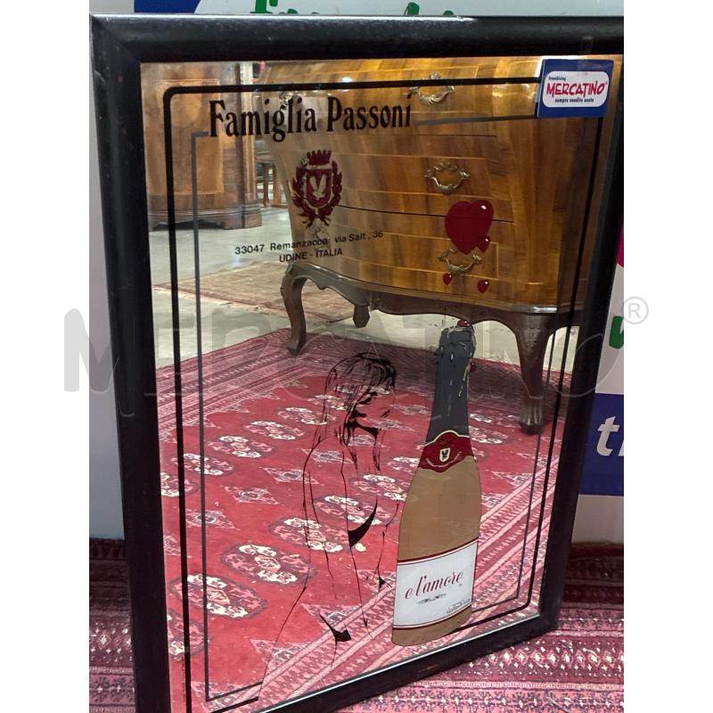 SPECCHIO PUBLICITARIO VINTAGE FAMIGLIA PASSIONI CORNICE NERA | Mercatino dell'Usato Teramo 3