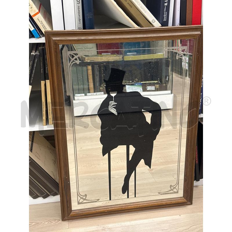SPECCHIO VINTAGE STAMPA SAGOMA NERA 60X75CM | Mercatino dell'Usato Teramo 1