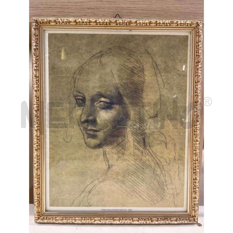 STAMPA LEONARDO DA VINCI BOZZETTI + CORNICE LEGNO DORATA | Mercatino dell'Usato Teramo 1