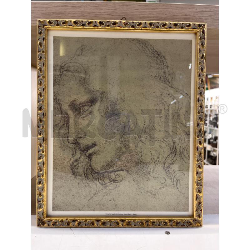 STAMPA LEONARDO DA VINCI BOZZETTI + CORNICE LEGNO DORATA | Mercatino dell'Usato Teramo 1