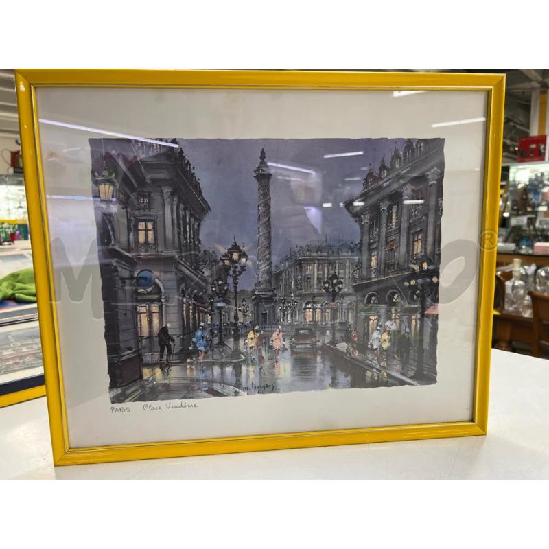 STAMPA PARIGI PLACE VENDOME + CORNICE GIALLA 45X38 CM | Mercatino dell'Usato Teramo 1