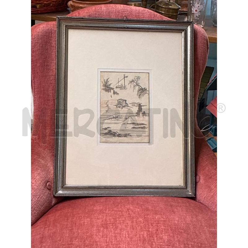 STAMPA VECCHIA KATSUHIKA HOKUSAI PAESAGGIO CORNICE COL.ARGENTO | Mercatino dell'Usato Teramo 1