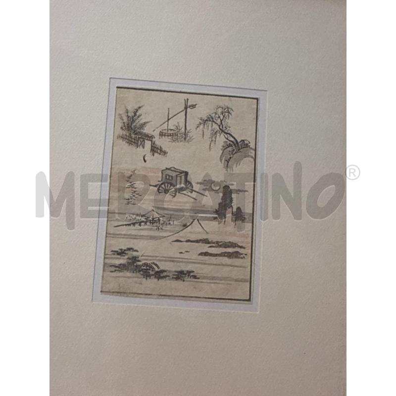 STAMPA VECCHIA KATSUHIKA HOKUSAI PAESAGGIO CORNICE COL.ARGENTO | Mercatino dell'Usato Teramo 2