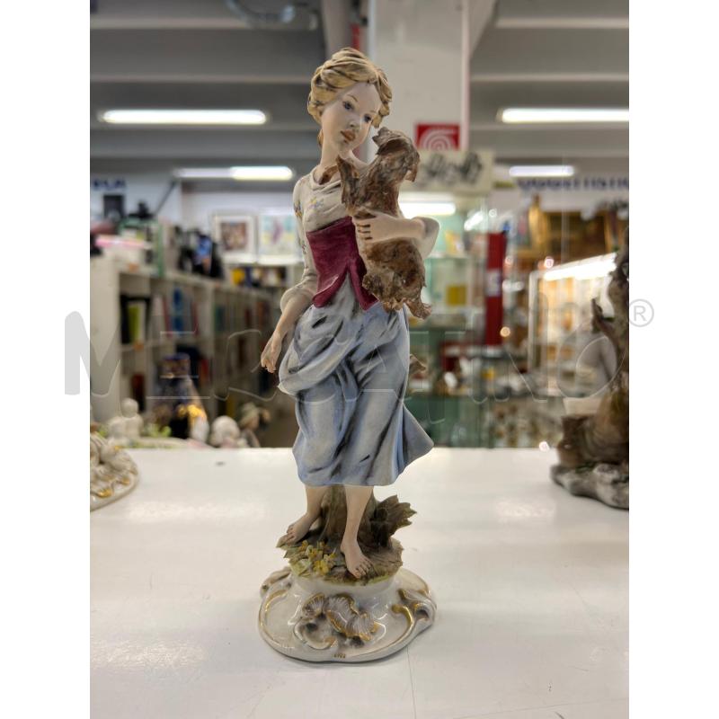 STATUETTA CAPODIMONTE FANCIULLA CON CANE | Mercatino dell'Usato Teramo 1