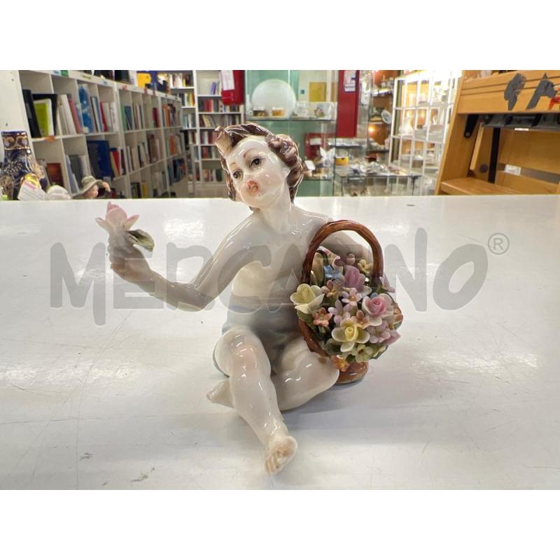 STATUETTA CAPODIMONTE RAGAZZA CESTO FIORI  | Mercatino dell'Usato Teramo 1