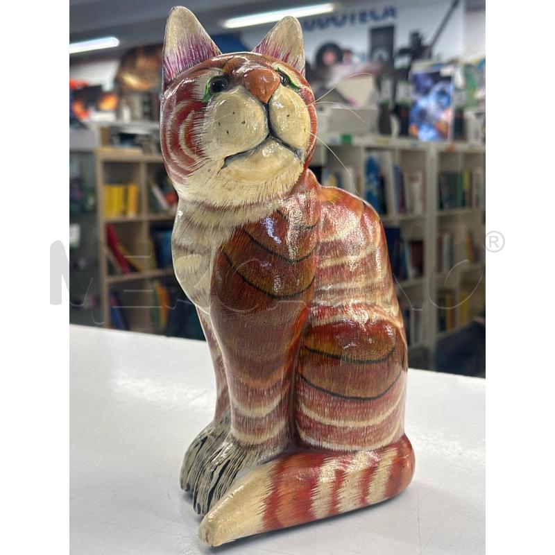 STATUETTA GATTO IN LEGNO DIPINTA  | Mercatino dell'Usato Teramo 1