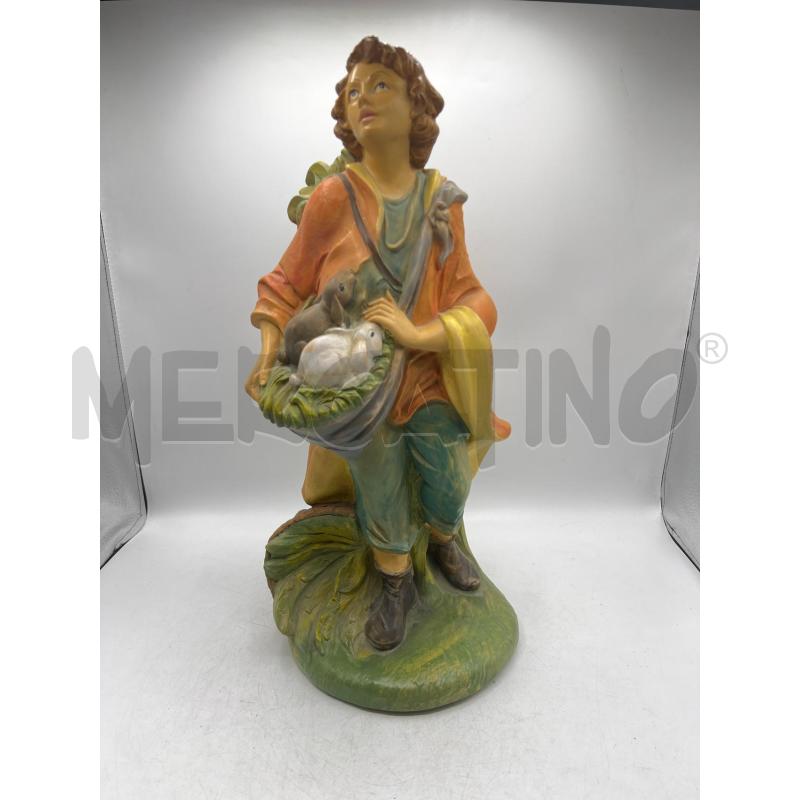 STATUETTA PASTORELLO GRANDE CONIGLI CESTO | Mercatino dell'Usato Teramo 1