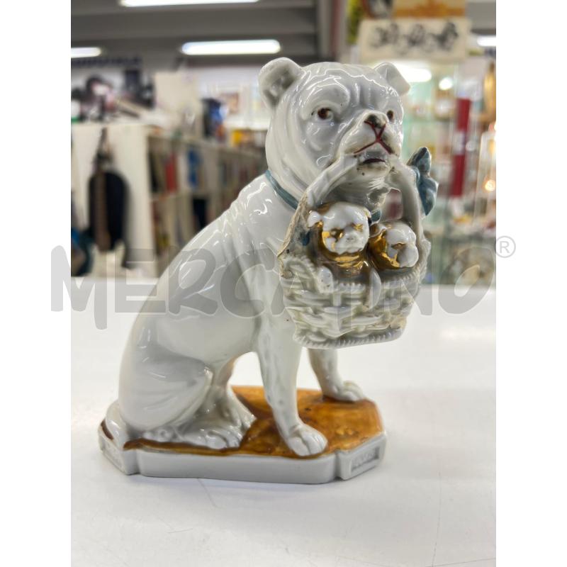STATUETTA PORCELLANA CANE CESTINO FRUTTA . BIANCA | Mercatino dell'Usato Teramo 1