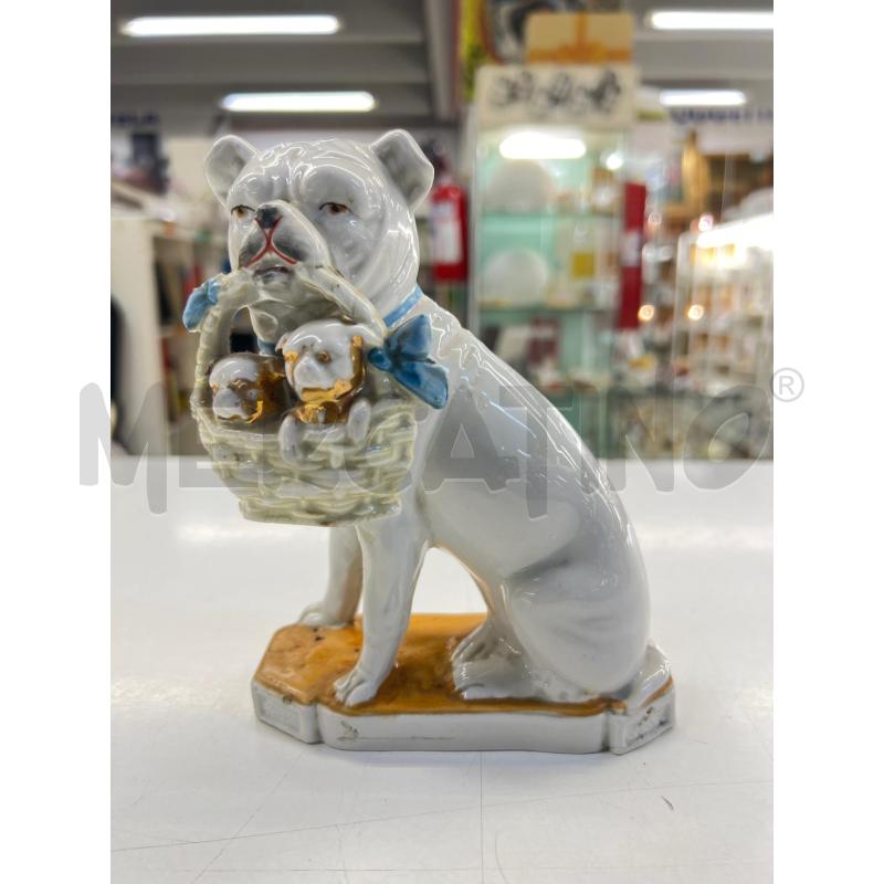 STATUETTA PORCELLANA CANE CESTINO FRUTTA . BIANCA | Mercatino dell'Usato Teramo 1