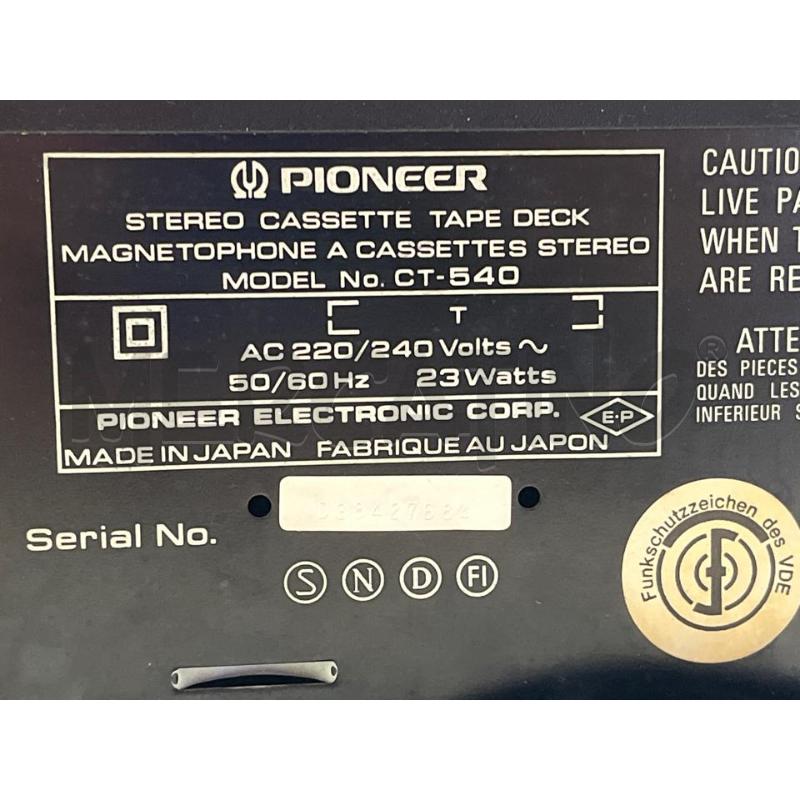 STEREO PIONEER CT 540 | Mercatino dell'Usato Teramo 2