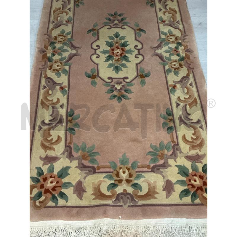 TAPPETO IN LANA ROSA MOTIVI FLOREALI 92X190 | Mercatino dell'Usato Teramo 2