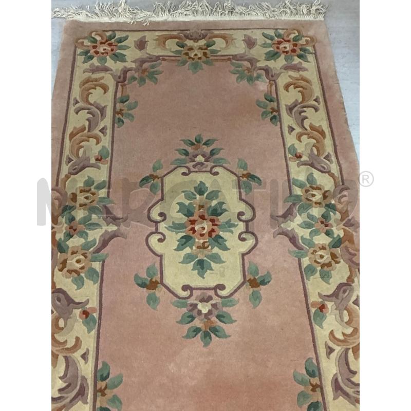 TAPPETO IN LANA ROSA MOTIVI FLOREALI 92X190 | Mercatino dell'Usato Teramo 3