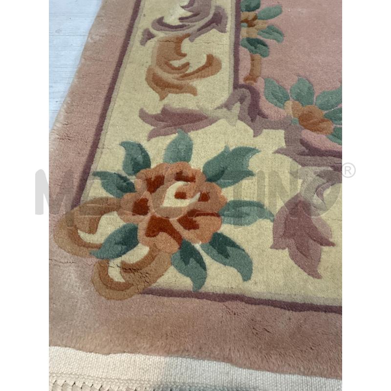 TAPPETO IN LANA ROSA MOTIVI FLOREALI 92X190 | Mercatino dell'Usato Teramo 4