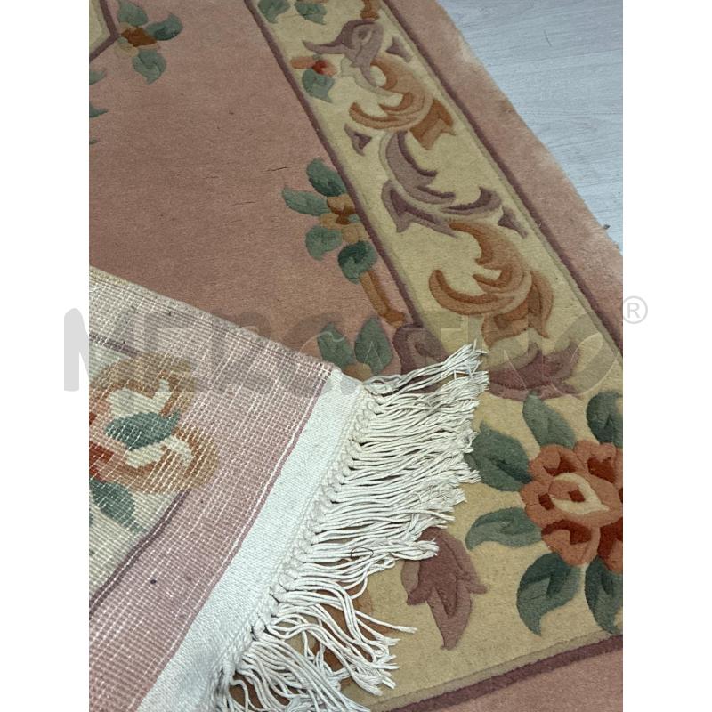TAPPETO IN LANA ROSA MOTIVI FLOREALI 92X190 | Mercatino dell'Usato Teramo 5