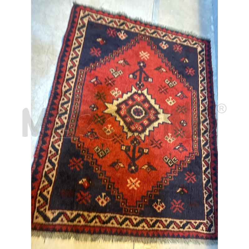 TAPPETO ORIENTALE IN LANA FONDO ROSSO E BLU 106X140  | Mercatino dell'Usato Teramo 5