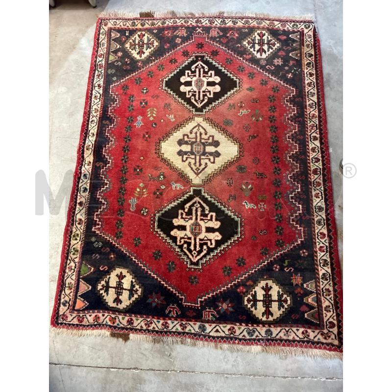 TAPPETO PERSIANO LANA ROSSA NERA 3 ROMBI 155X115 | Mercatino dell'Usato Teramo 1
