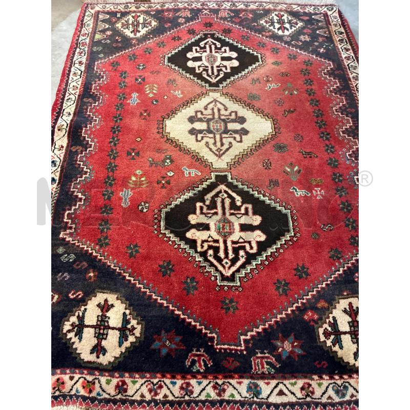 TAPPETO PERSIANO LANA ROSSA NERA 3 ROMBI 155X115 | Mercatino dell'Usato Teramo 2