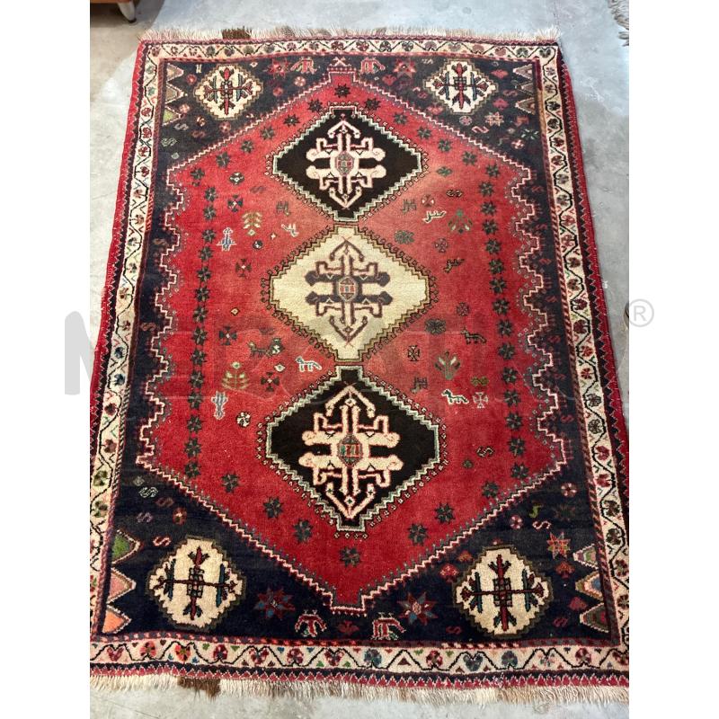 TAPPETO PERSIANO LANA ROSSA NERA 3 ROMBI 155X115 | Mercatino dell'Usato Teramo 5