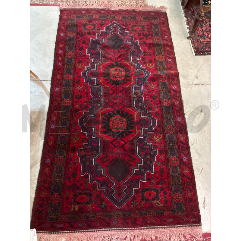 TAPPETO PERSIANO ROSSO SCURO DESIGN GEOMETRICO 210 X 114 | Mercatino dell'Usato Teramo 1
