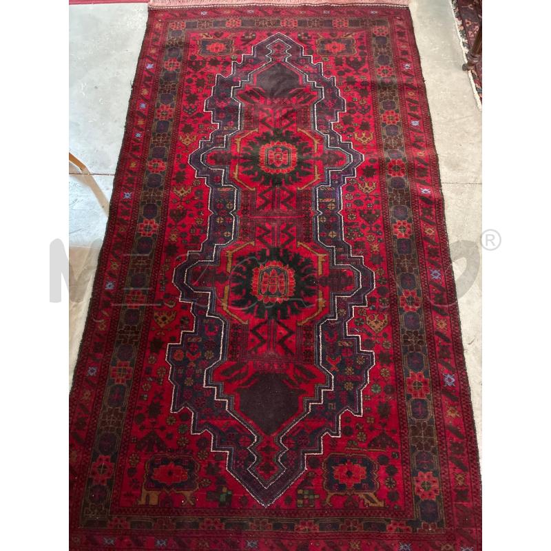 TAPPETO PERSIANO ROSSO SCURO DESIGN GEOMETRICO 210 X 114 | Mercatino dell'Usato Teramo 2