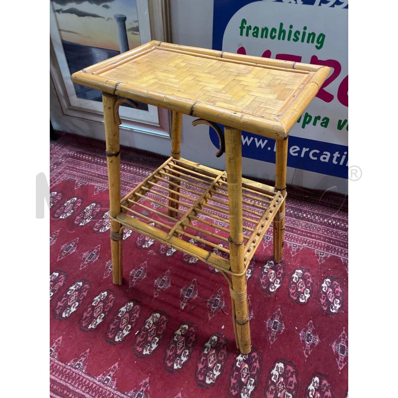 TAVOLINETTO ALZATA BAMBOO VIMINI VINTAGE ITALY 2 RIPIANI | Mercatino dell'Usato Teramo 1