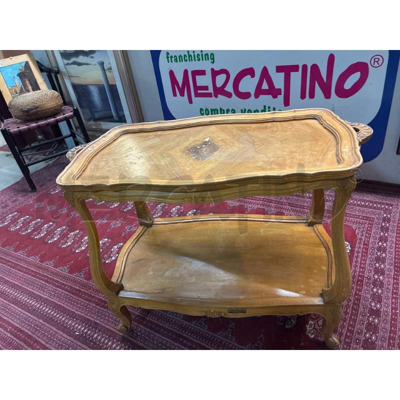 TAVOLINETTO PORTA VIVANDE IN LEGNO CHIARO CON MANIGLIE   | Mercatino dell'Usato Teramo 1