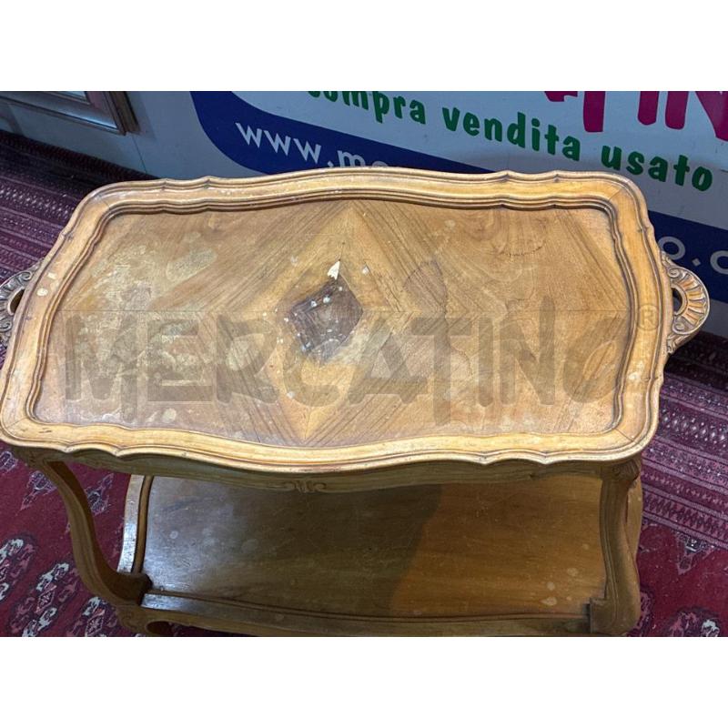 TAVOLINETTO PORTA VIVANDE IN LEGNO CHIARO CON MANIGLIE   | Mercatino dell'Usato Teramo 3