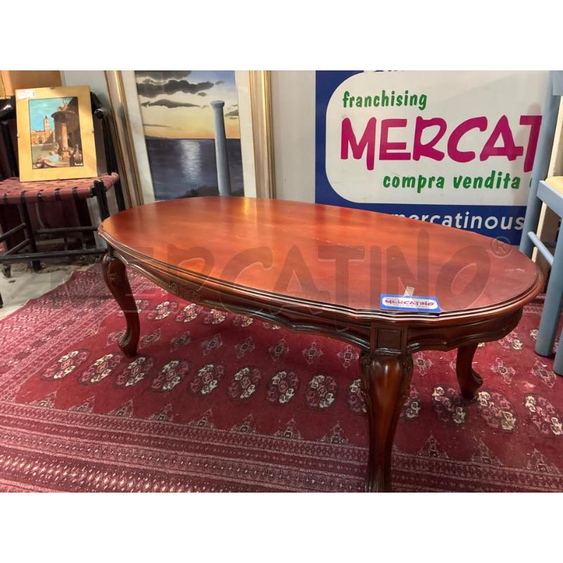 TAVOLINO COFFEE TABLE IN LEGNO OVALE 4 PIEDI SCIABOLA | Mercatino dell'Usato Teramo 1