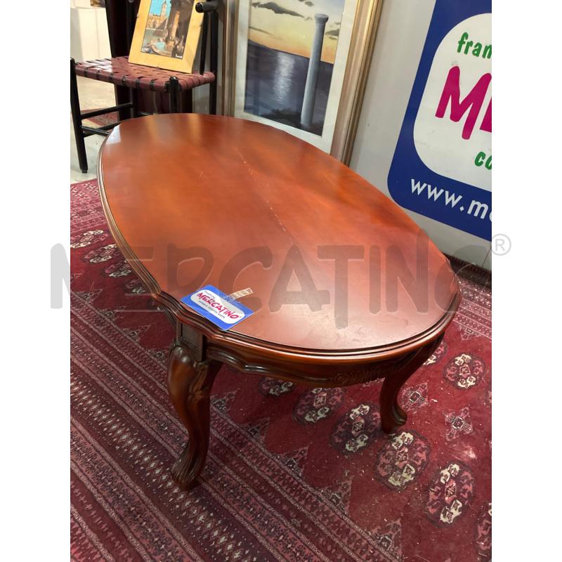 TAVOLINO COFFEE TABLE IN LEGNO OVALE 4 PIEDI SCIABOLA | Mercatino dell'Usato Teramo 2