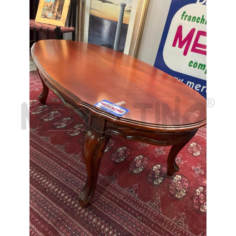 TAVOLINO COFFEE TABLE IN LEGNO OVALE 4 PIEDI SCIABOLA | Mercatino dell'Usato Teramo 4