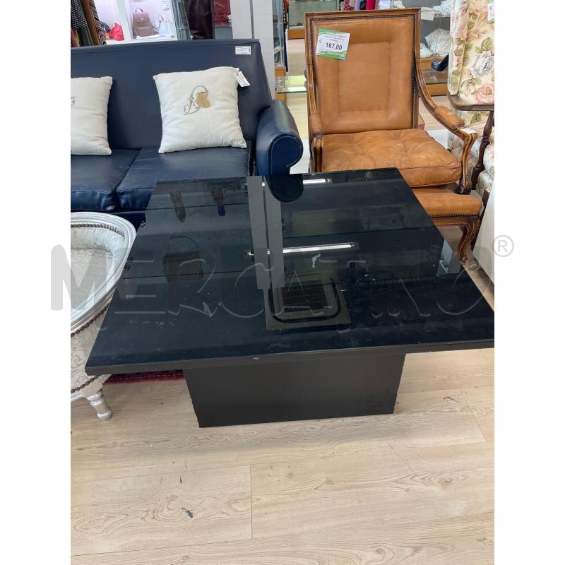 TAVOLINO DA SALOTTO COFFEE TABLE VINTAGE NERO LACCATO QUADRATO PIANO VETRO | Mercatino dell'Usato Teramo 1
