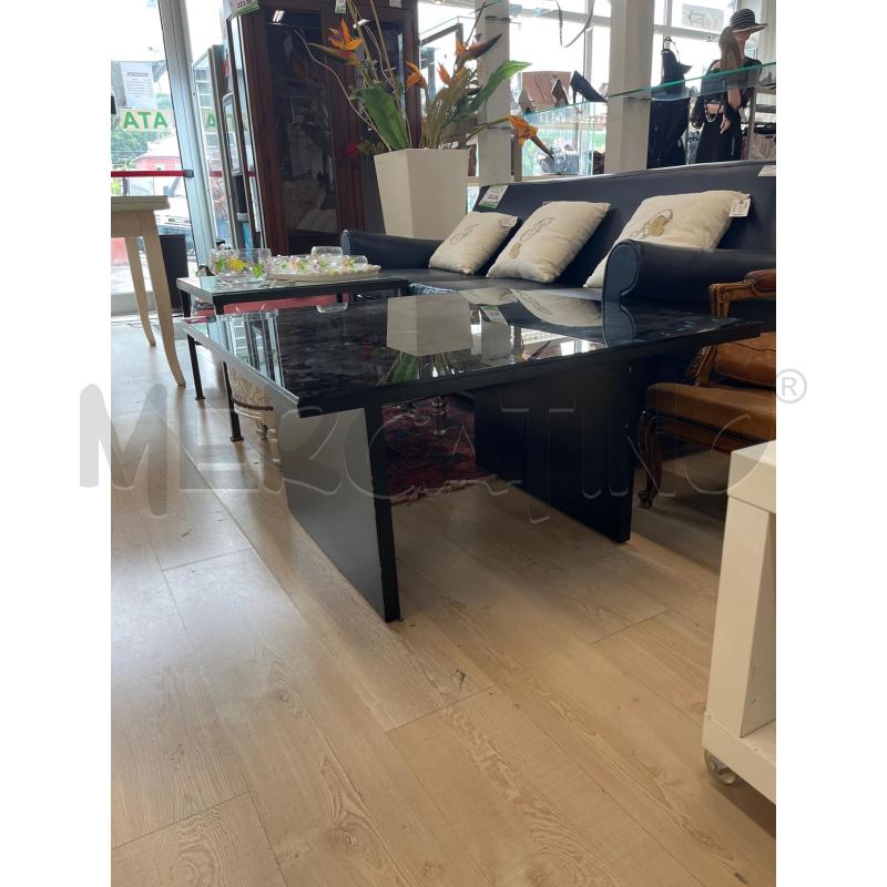 TAVOLINO DA SALOTTO COFFEE TABLE VINTAGE NERO LACCATO QUADRATO PIANO VETRO | Mercatino dell'Usato Teramo 2
