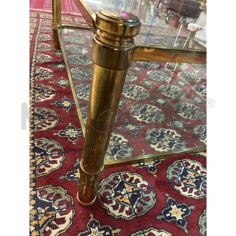 TAVOLINO DA SALOTTO XL IN OTTONE E 2 VETRI STILE ROMEO REGA - VINTAGE ITALY . DIFETTO COL OTTONE | Mercatino dell'Usato Teramo 4