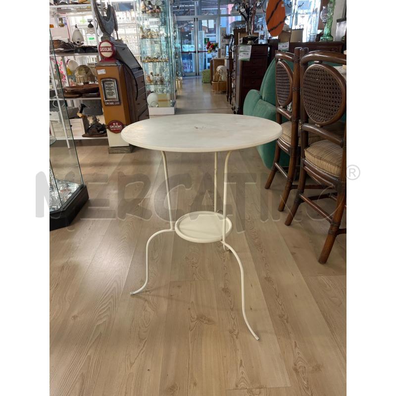 TAVOLINO METALLO TONDO DA SALOTTO O GIARDINO BIANCO | Mercatino dell'Usato Teramo 1