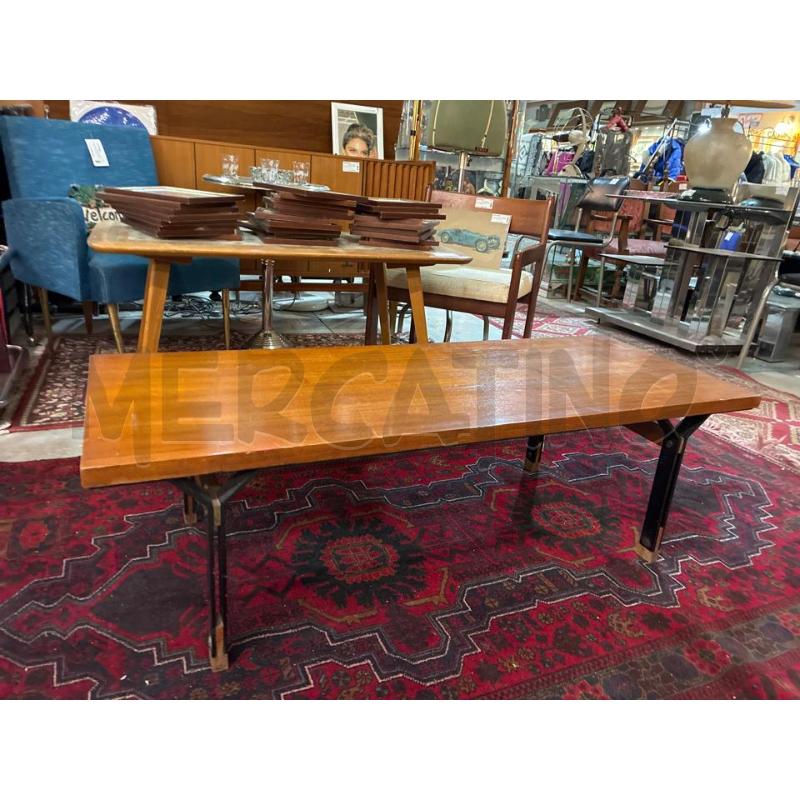 TAVOLINO MODERNARIATO IN FERRO NERO E TEAK DA SALOTTO | Mercatino dell'Usato Teramo 1