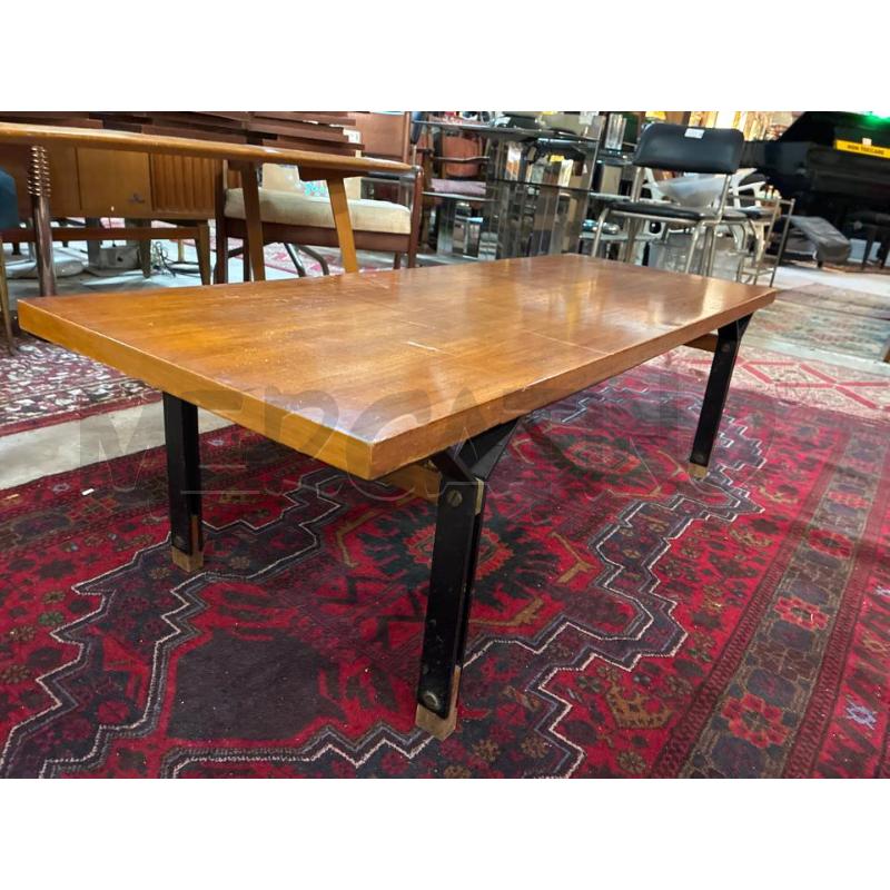 TAVOLINO MODERNARIATO IN FERRO NERO E TEAK DA SALOTTO | Mercatino dell'Usato Teramo 2