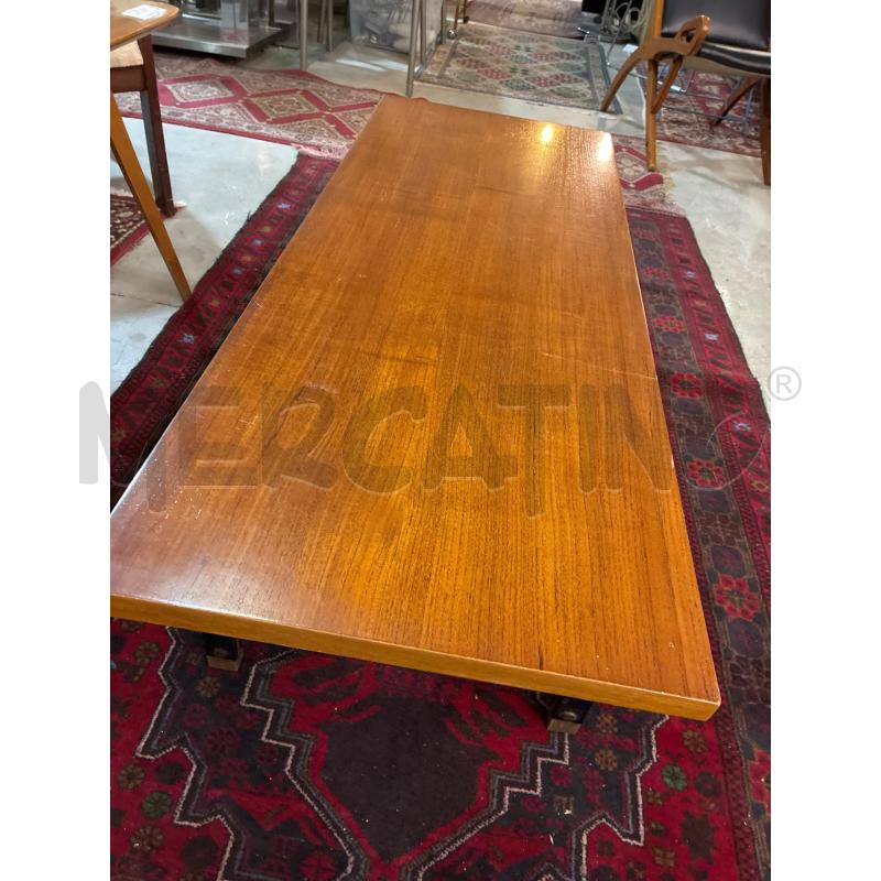 TAVOLINO MODERNARIATO IN FERRO NERO E TEAK DA SALOTTO | Mercatino dell'Usato Teramo 3