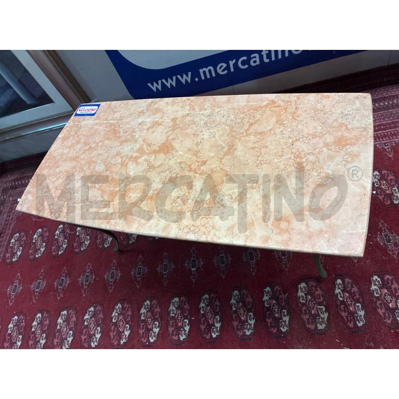 TAVOLINO SALOTTO BASE FERRO E PIANO IN MARMO ROSA | Mercatino dell'Usato Teramo 3
