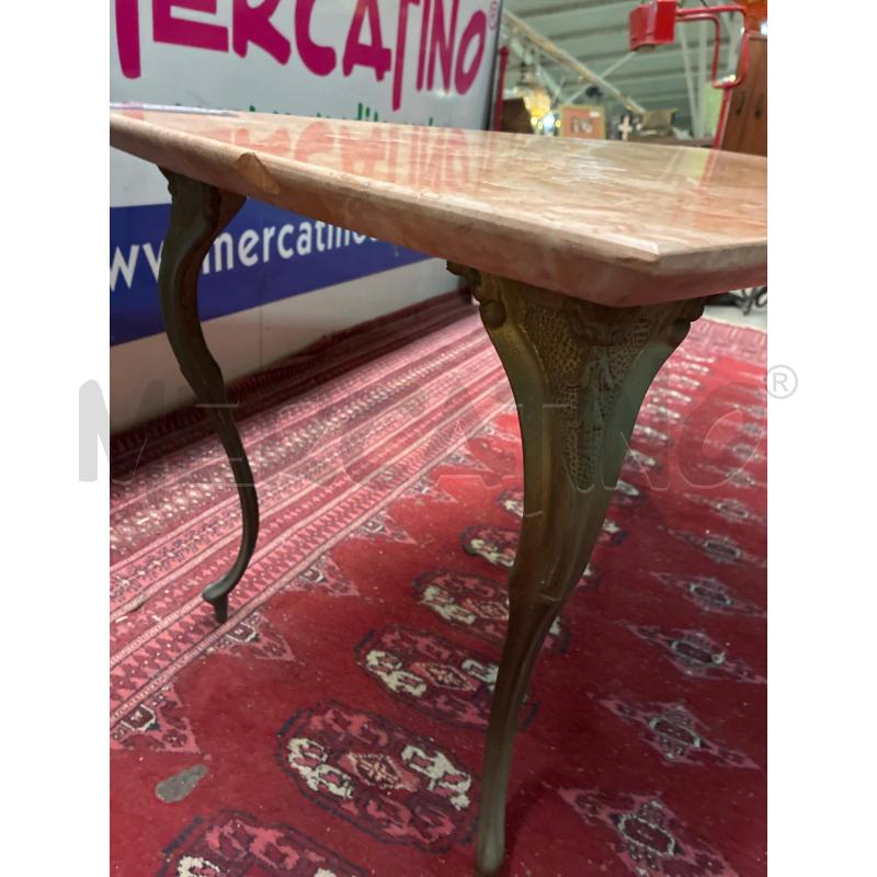 TAVOLINO SALOTTO BASE FERRO E PIANO IN MARMO ROSA | Mercatino dell'Usato Teramo 5