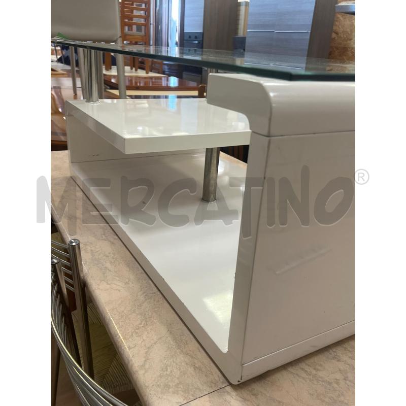TAVOLINO SALOTTO VETRO E BASE BIANCA LUCIDA MODERNO | Mercatino dell'Usato Teramo 3