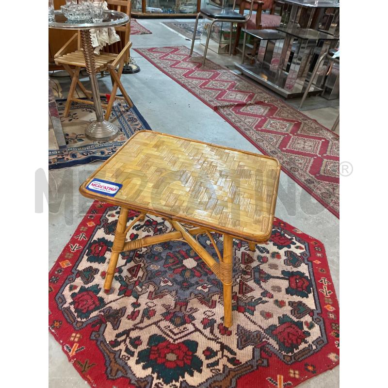 TAVOLINO VINTAGE BAMBOO RATTAN DA SALOTTO RETTANGOLARE | Mercatino dell'Usato Teramo 1
