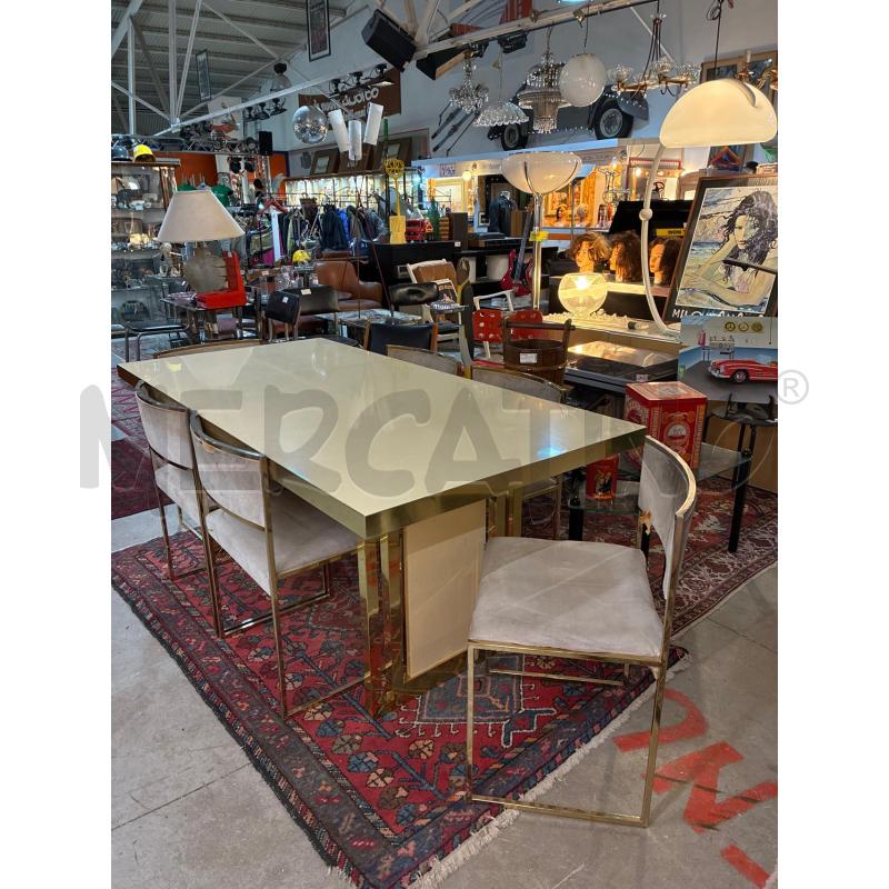 TAVOLO MODERNARIATO+6 SEDIE OTTONE PELLE PECARI DA SISTEMARE | Mercatino dell'Usato Teramo 1