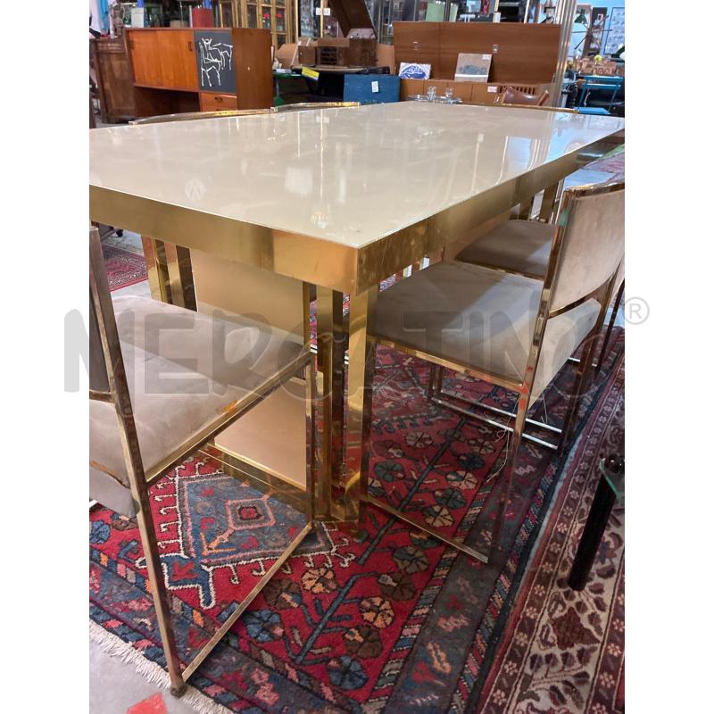 TAVOLO MODERNARIATO+6 SEDIE OTTONE PELLE PECARI DA SISTEMARE | Mercatino dell'Usato Teramo 4