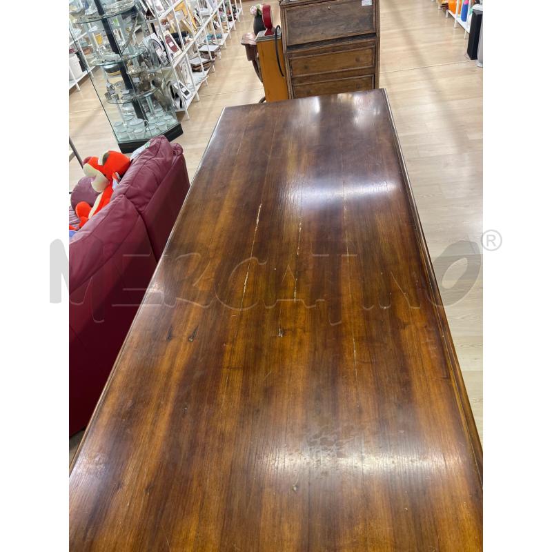 TAVOLO RETTANGOLARE GRANDE LEGNO MASSELLO 4 PIEDI FORMA SAGOMATA 240X90 - PIANO DA RIV | Mercatino dell'Usato Teramo 2