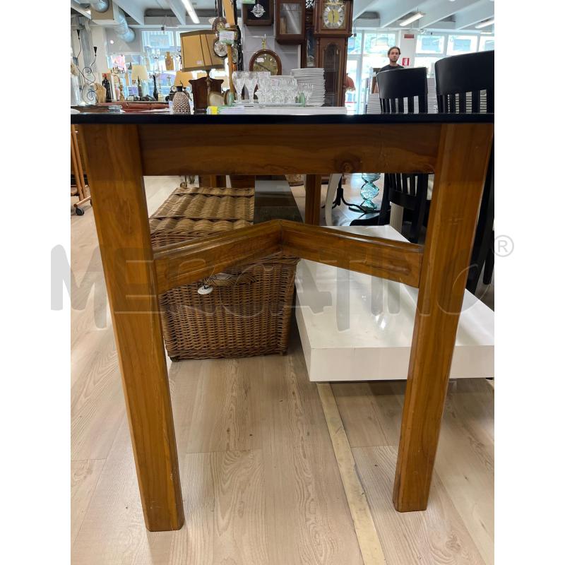 TAVOLO VINTAGE VETRO FUME RETTANGOLARE DA SALA O PRANZO PIEDE IN LEGNO E VETRO | Mercatino dell'Usato Teramo 3